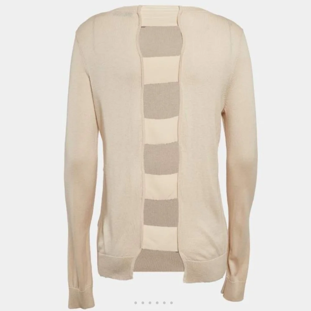 Sandro Silk/Cotton/Cashemere Cream Sweater Cutout Back Design - Picture 3 of 16